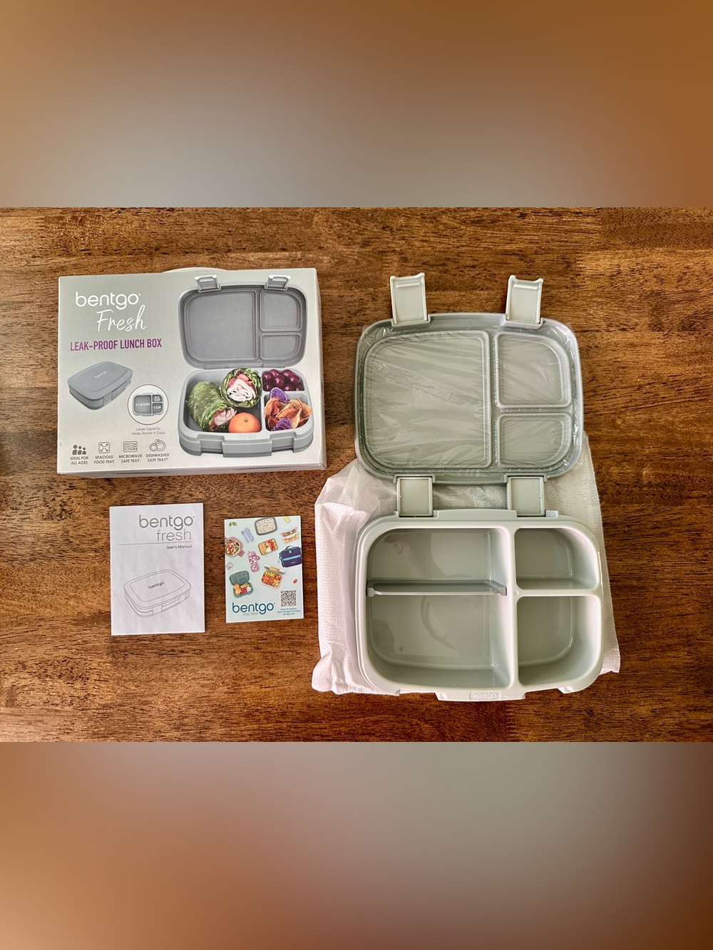 NEW! Bentgo Fresh Leak-Proof Plastic Lunch Box (Gray)